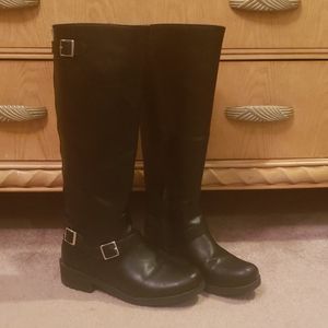 ♡Black Knee Length Vegan Leather Boots♡